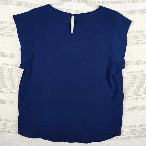 Meraki Dark Blue V-Neck Blouse Top Criss Cross Detail Size XL NEW - Picture 2 of 8